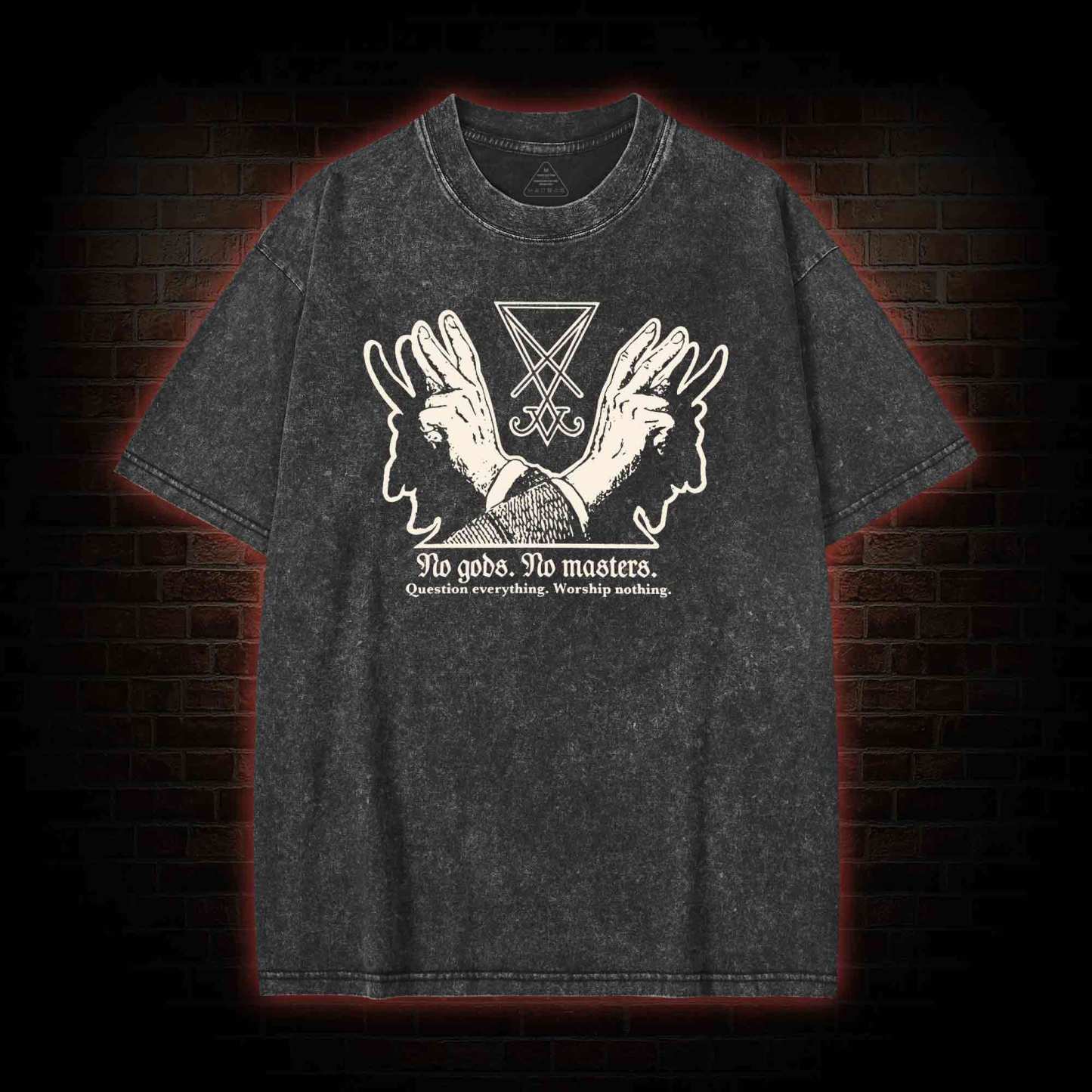 No Gods No Masters Sigil of Lucifer Washed T-shirt