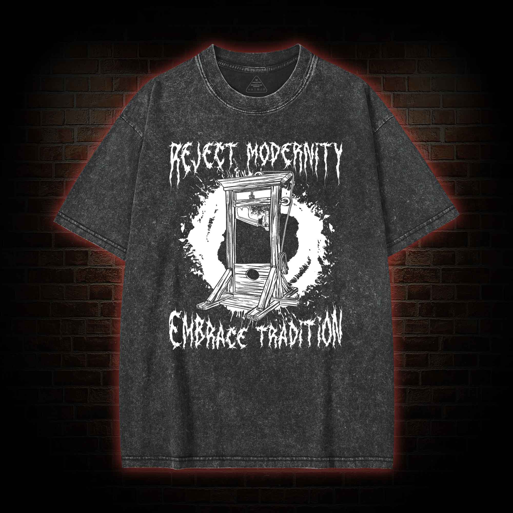 Reject Modernity Embrace Guillotine Washed T-shirt