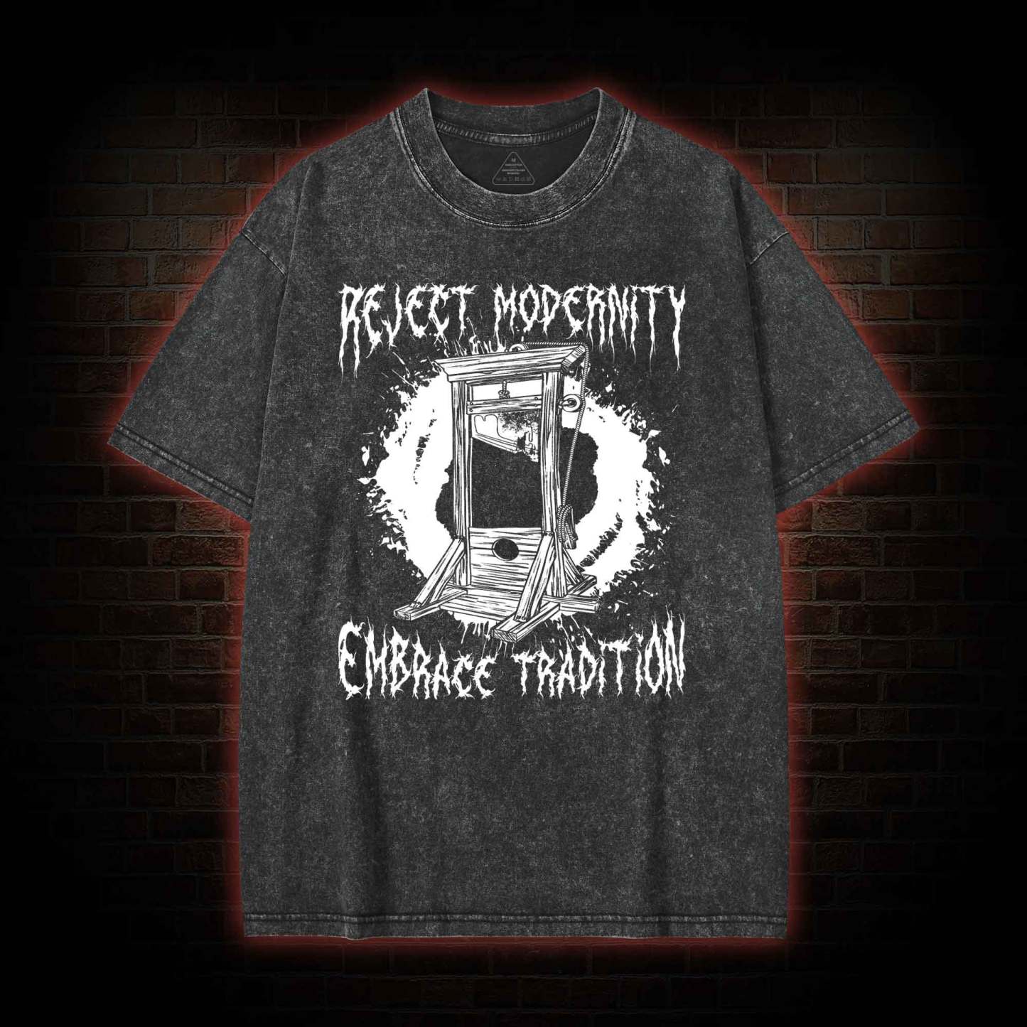 Reject Modernity Embrace Guillotine Washed T-shirt