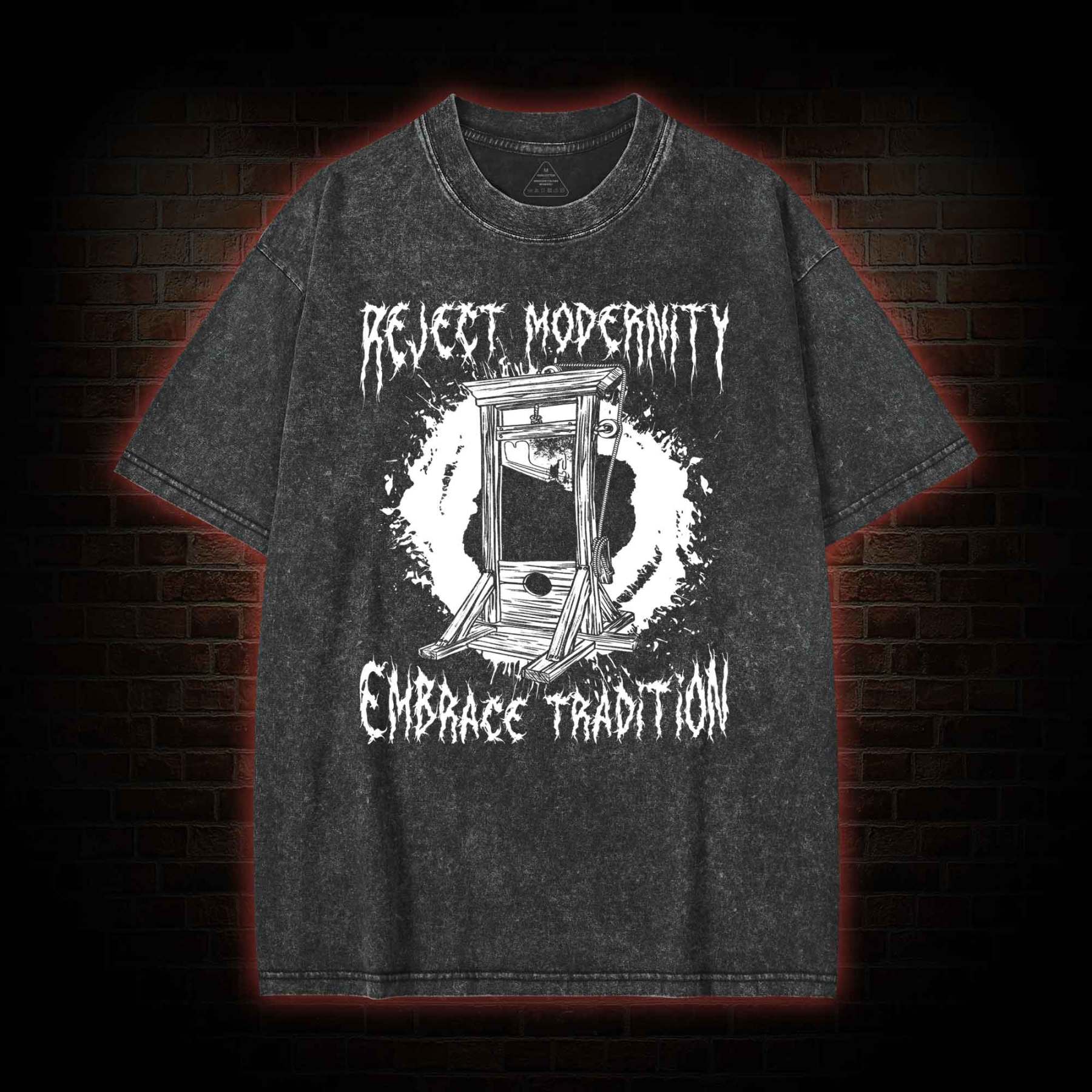 Reject Modernity Embrace Guillotine Washed T-shirt