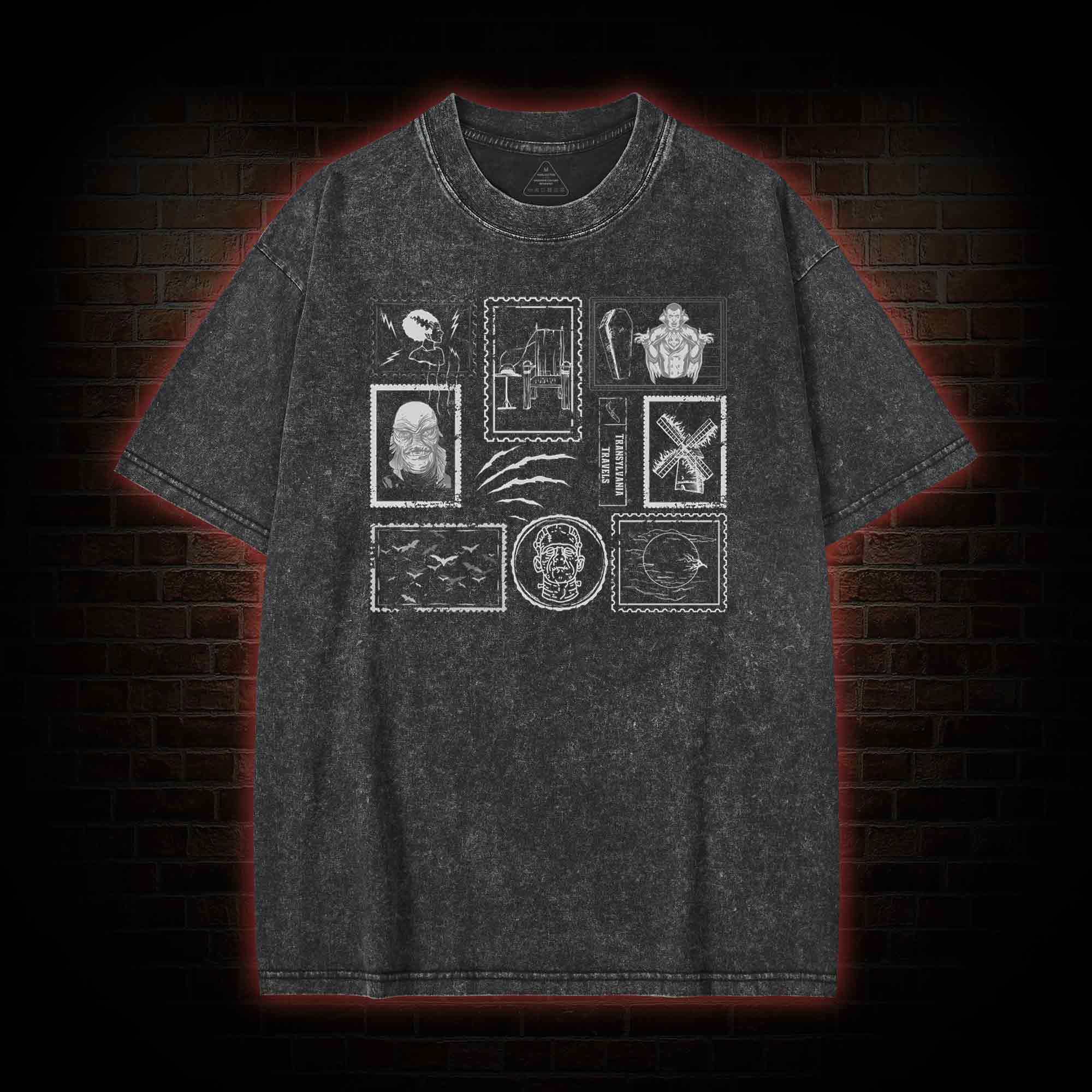 Monsters Postage Stamp Washed T-shirt