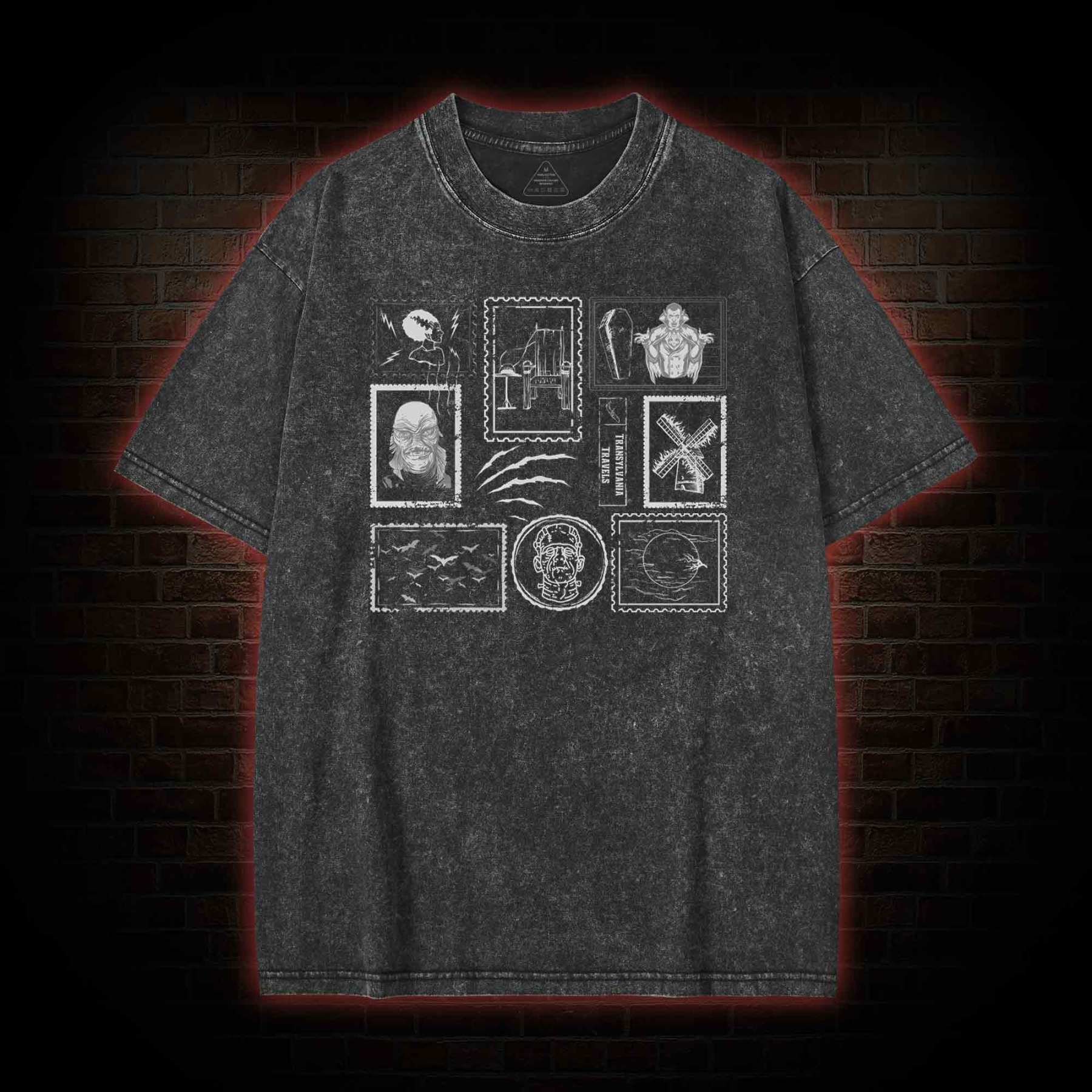 Monsters Postage Stamp Washed T-shirt