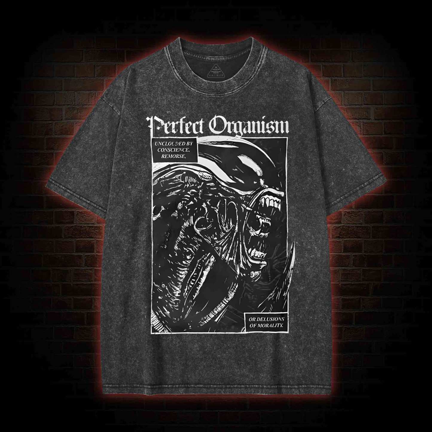 Alien Perfect Organism Washed T-shirt-nerdywave