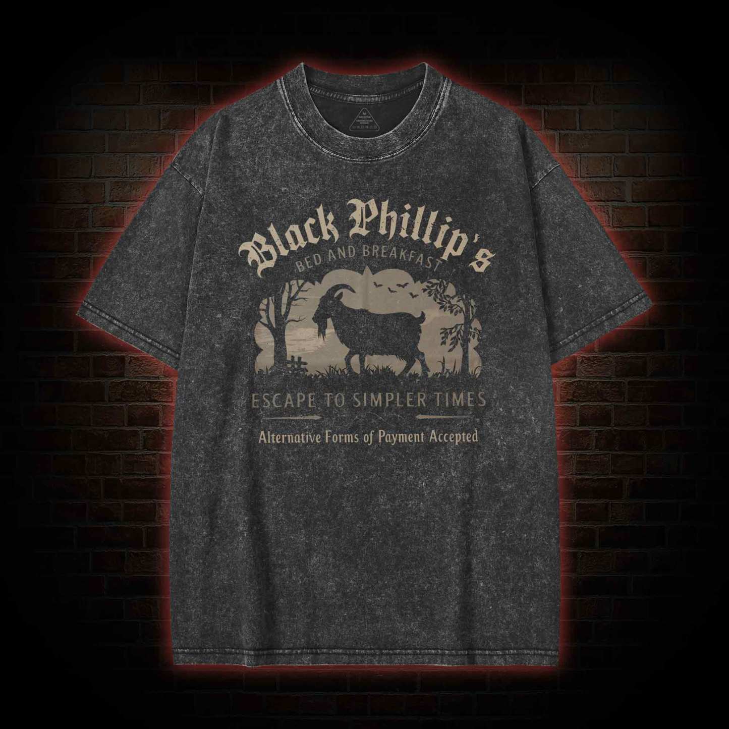 Black Phillip Washed T-shirt with Dark Style