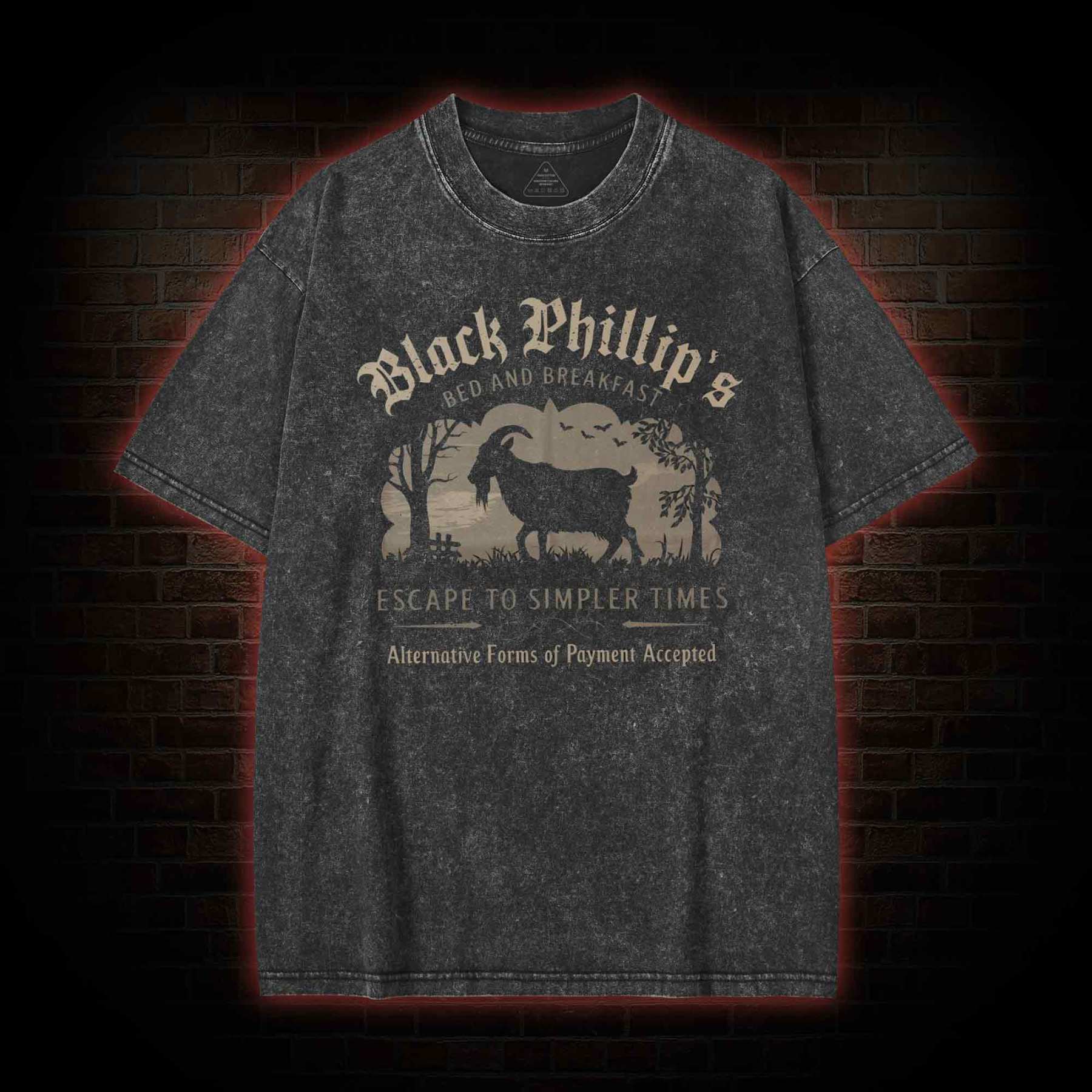 Black Phillip Washed T-shirt with Dark Style