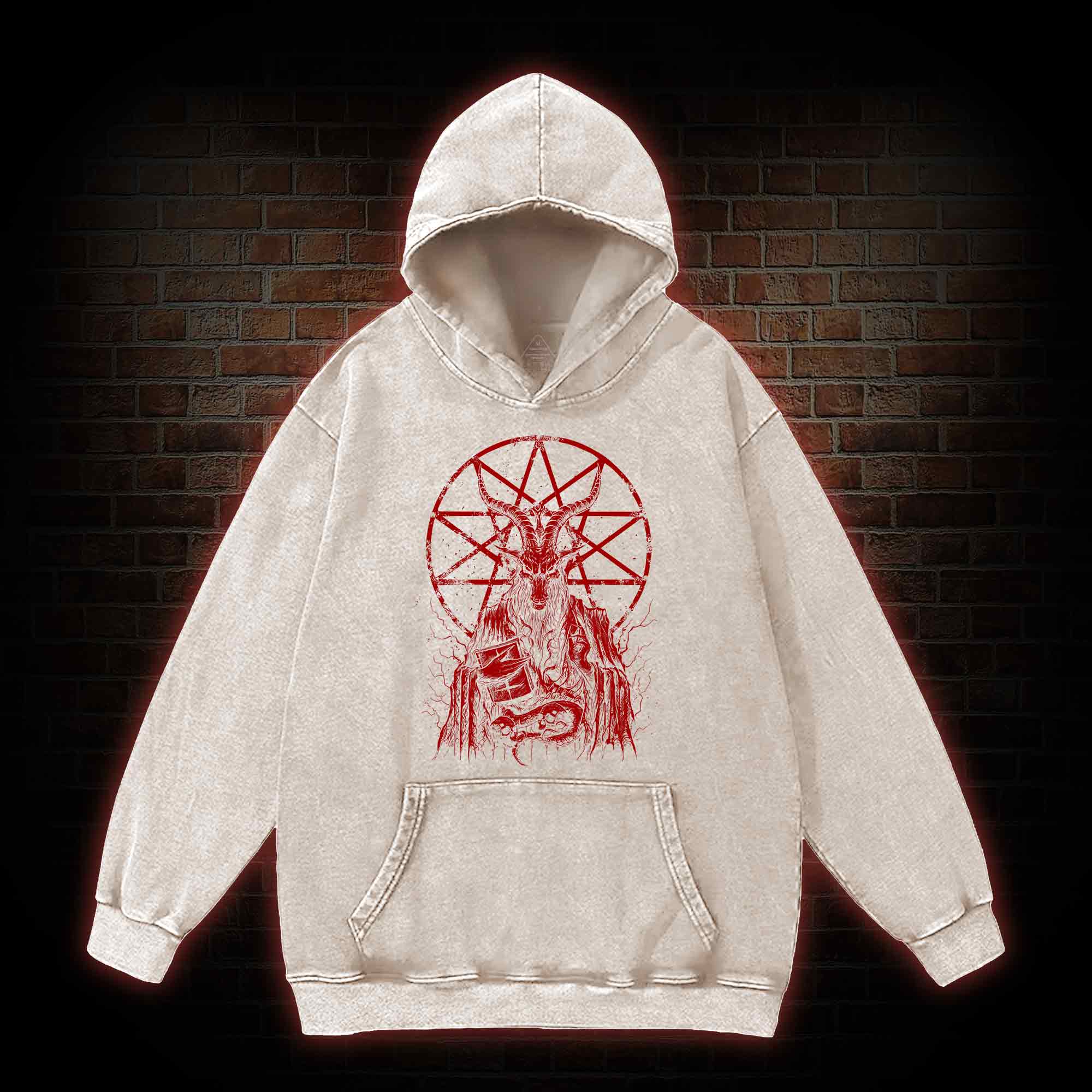 Dark Devil Baphomet Washed Hoodie