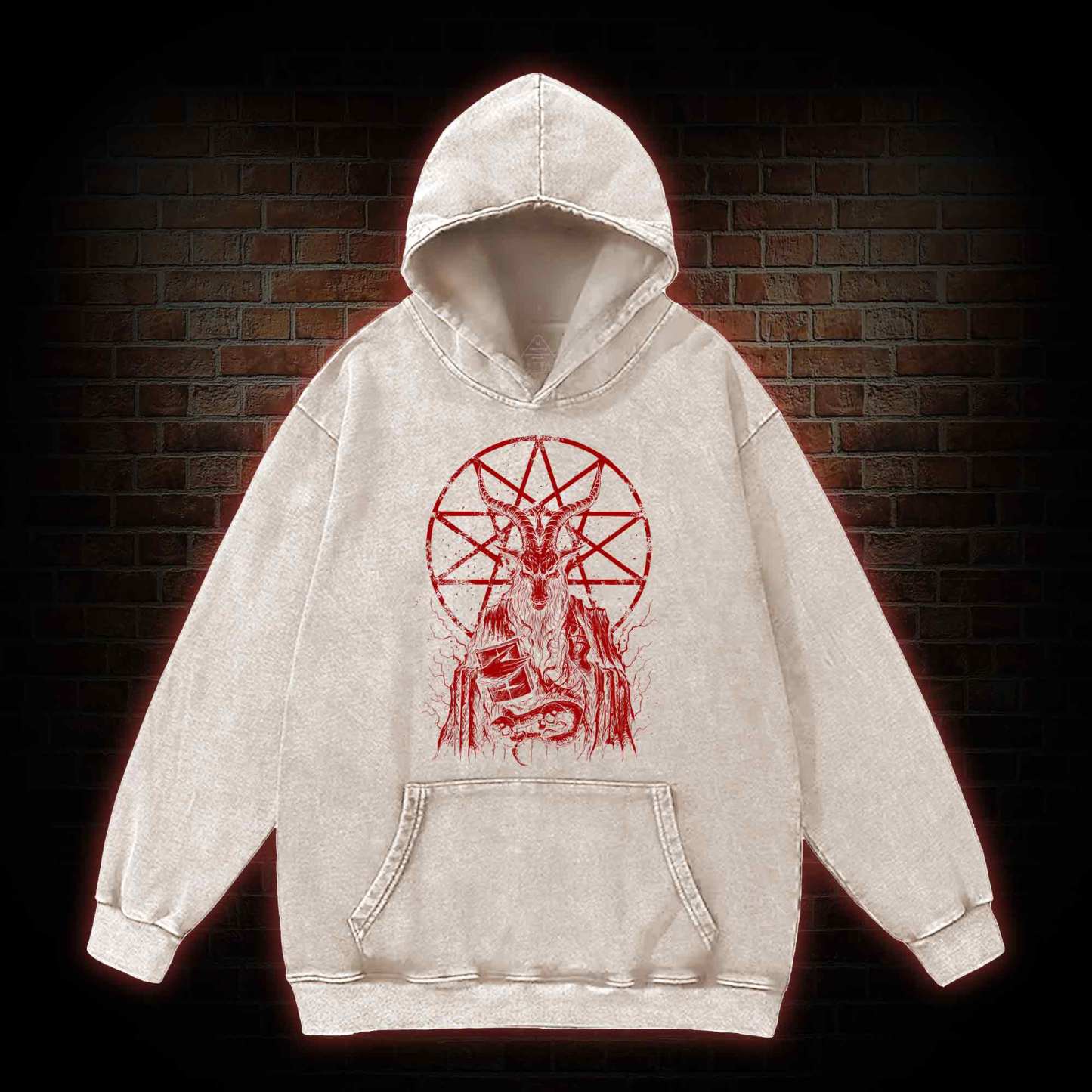 Dark Devil Baphomet Washed Hoodie