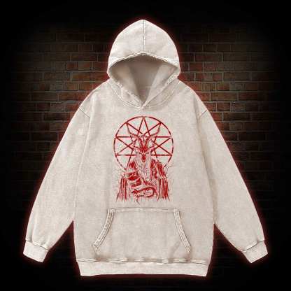 Dark Devil Baphomet Washed Hoodie
