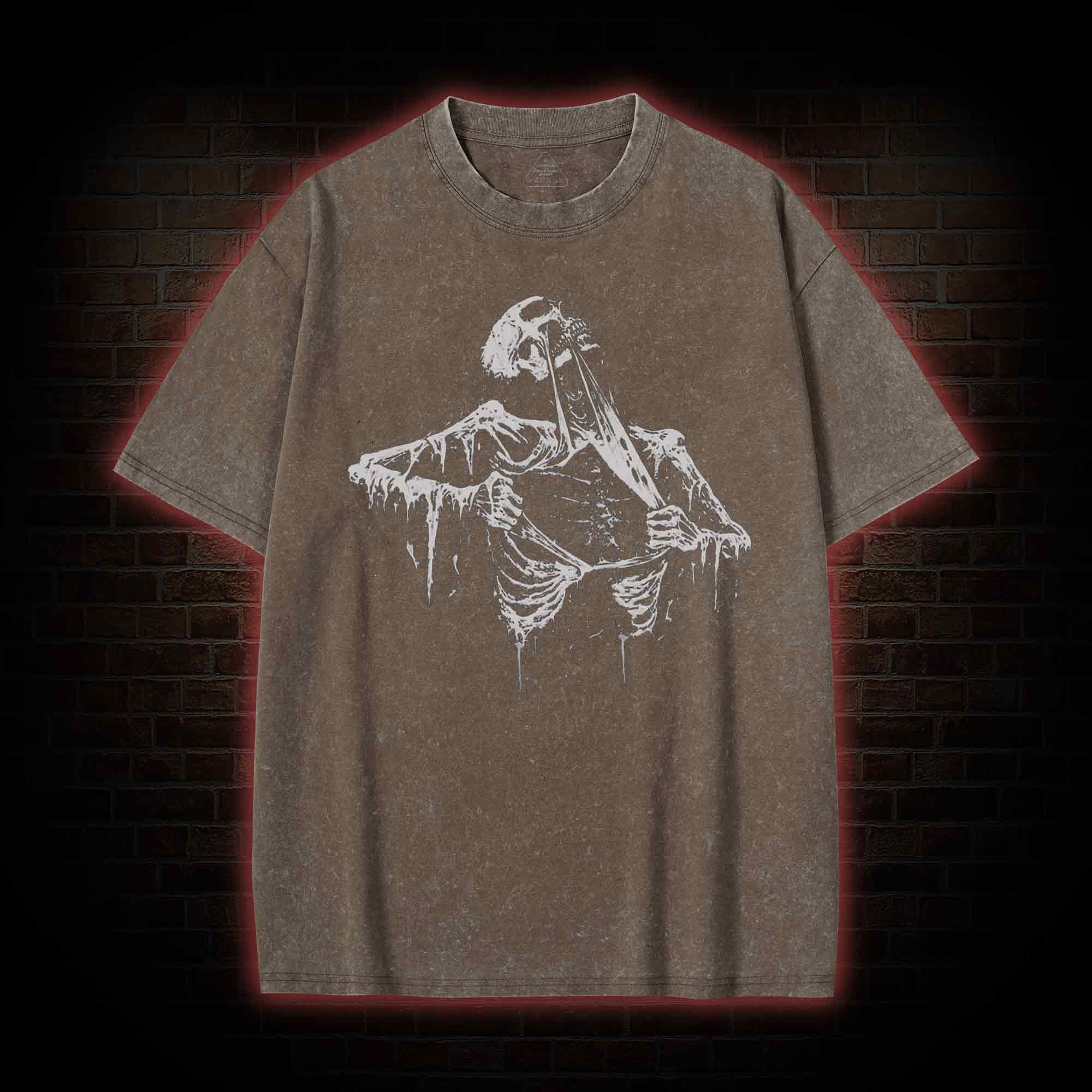 Skeleton Ripping Rib Cage Washed T-shirt
