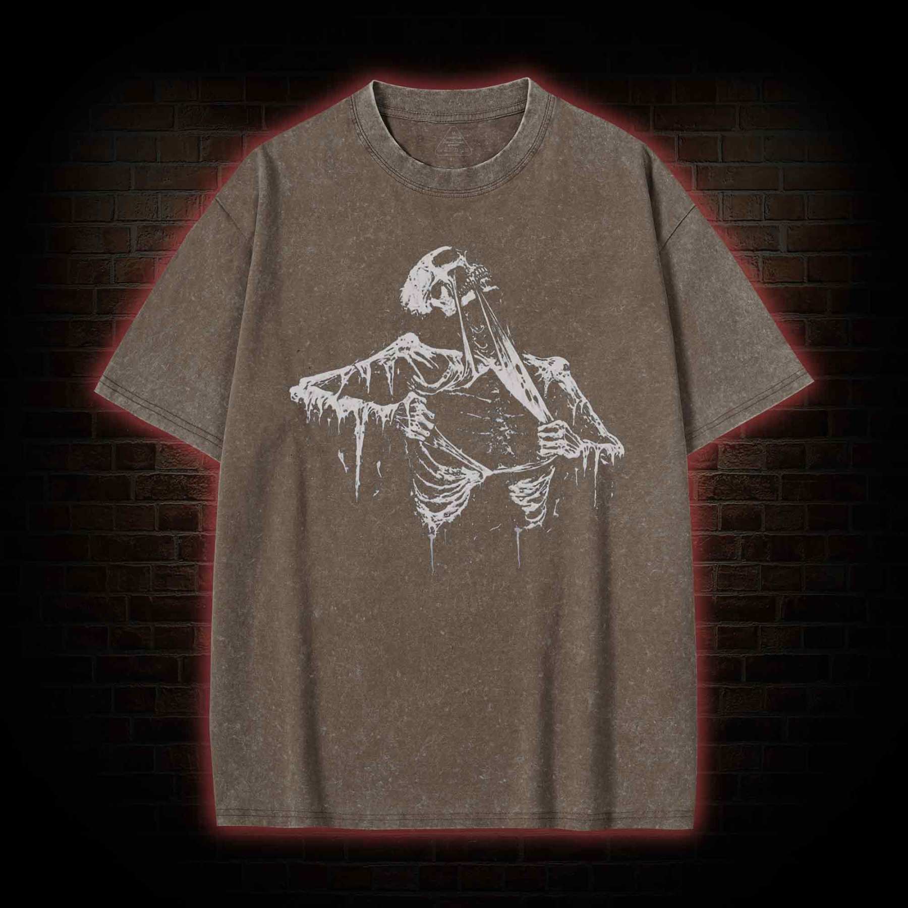 Skeleton Ripping Rib Cage Washed T-shirt