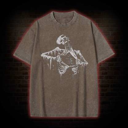Skeleton Ripping Rib Cage Washed T-shirt