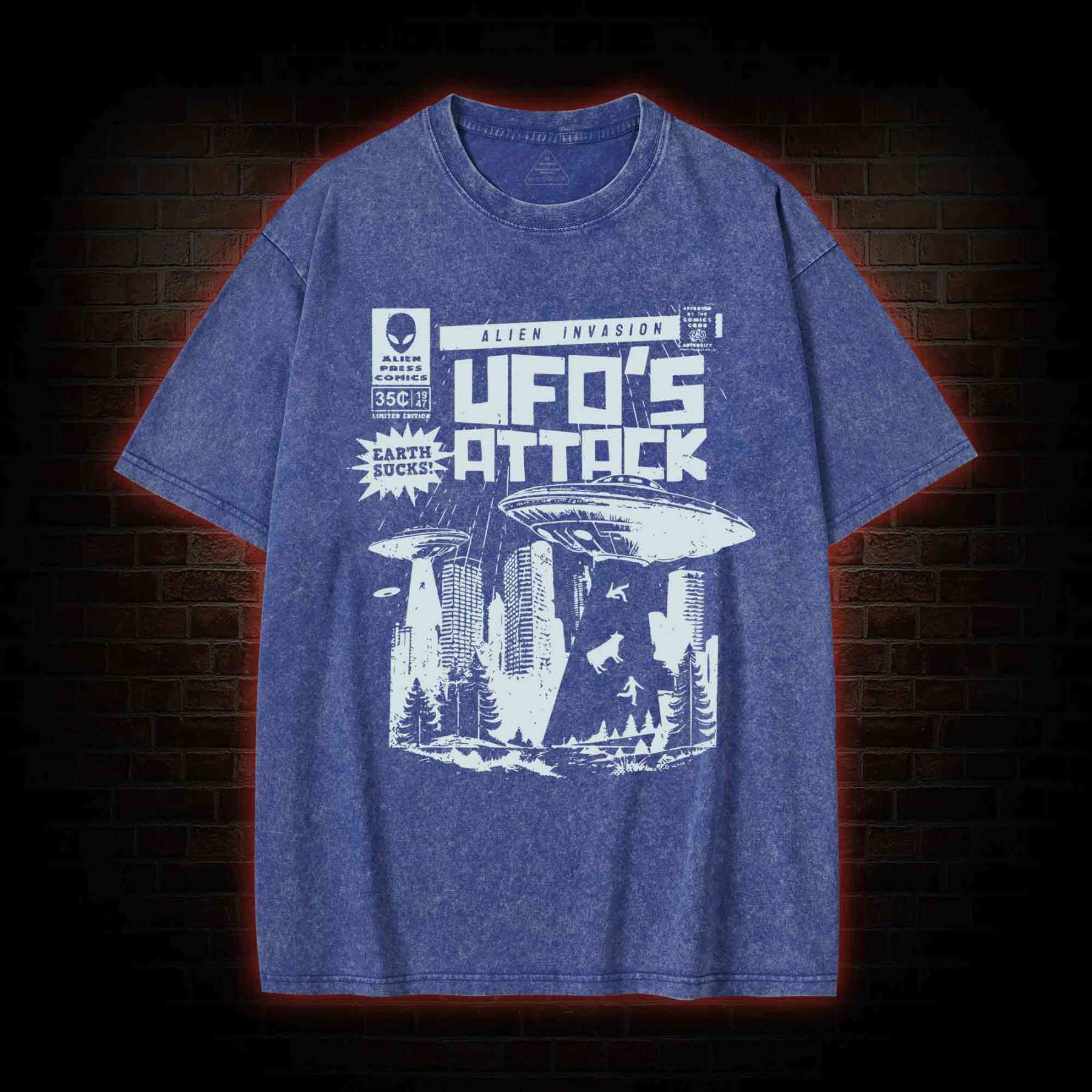 Ufo Attack Washed T-shirt