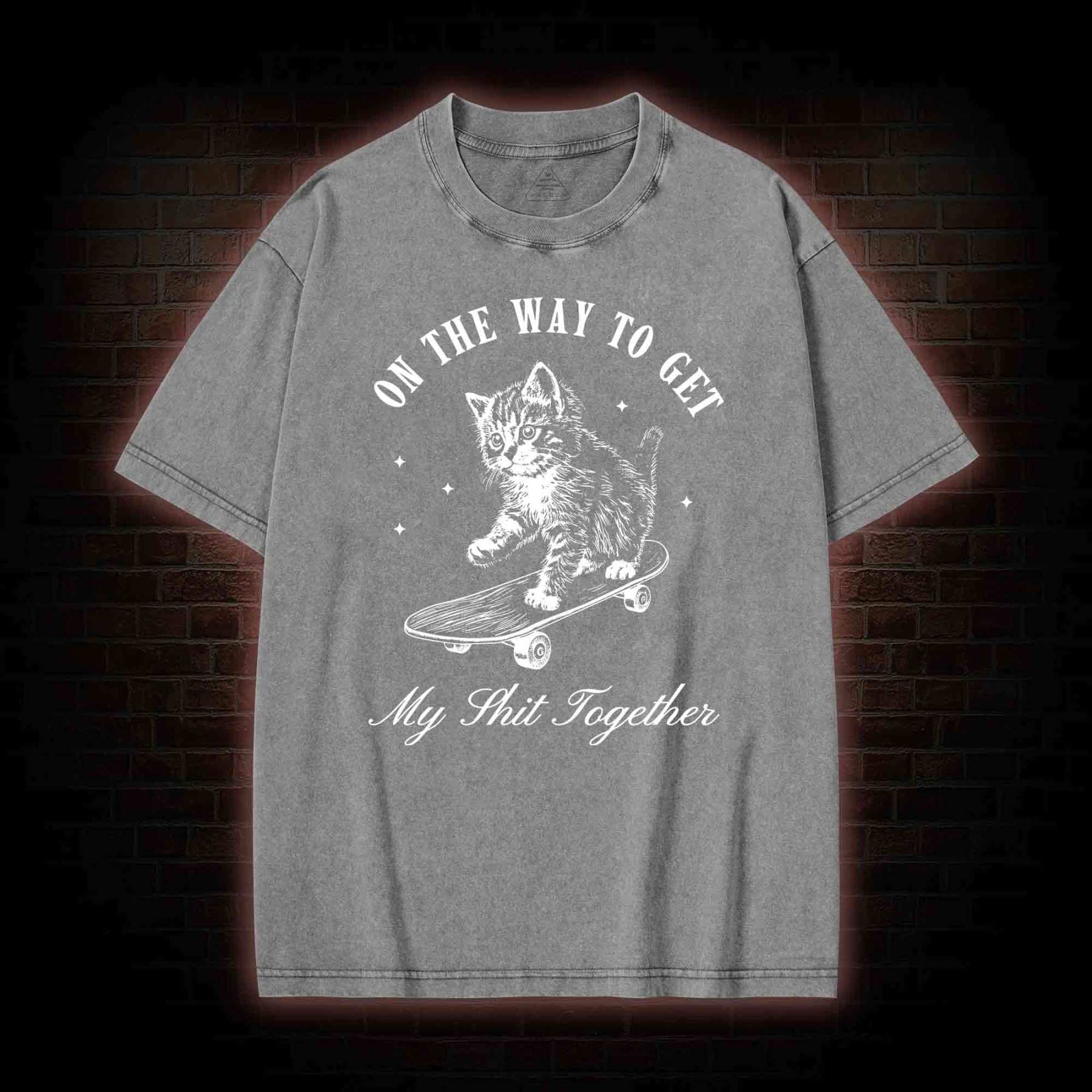 On My Way Cat Washed T-shirt
