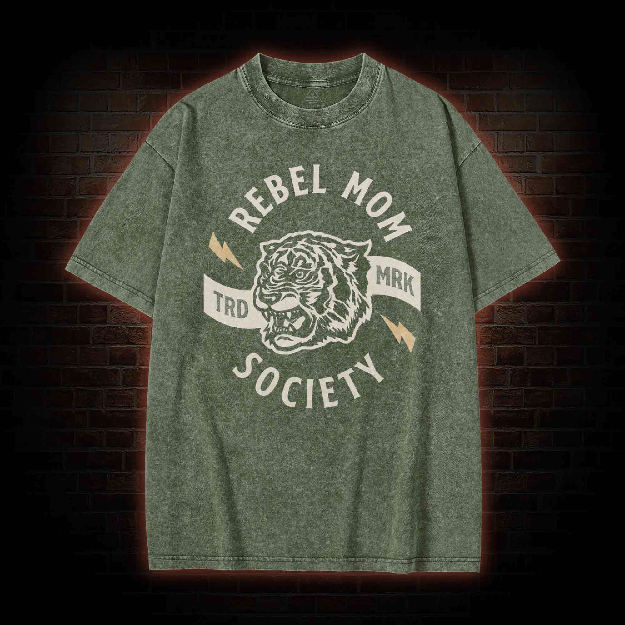 Rebel Mom Society Tiger  Washed T-shirt