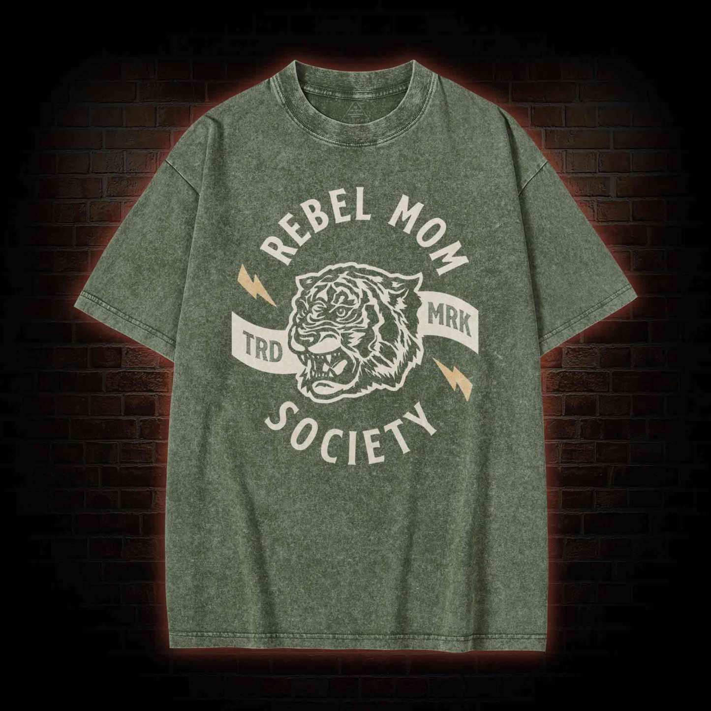 Rebel Mom Society Tiger  Washed T-shirt