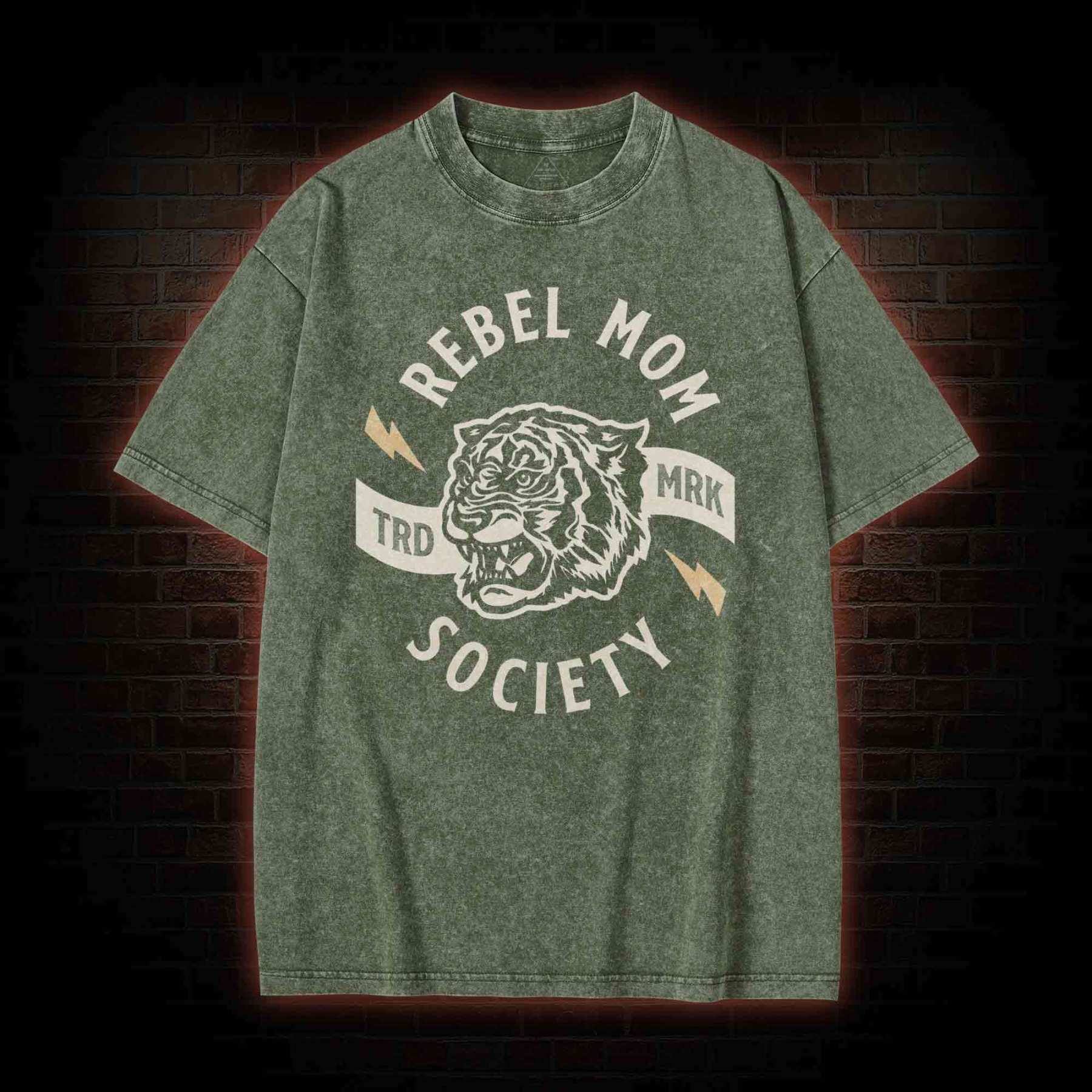 Rebel Mom Society Tiger  Washed T-shirt