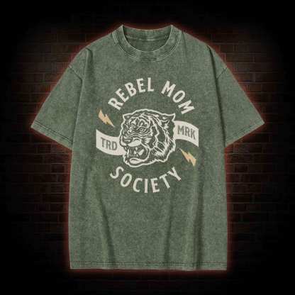 Rebel Mom Society Tiger  Washed T-shirt