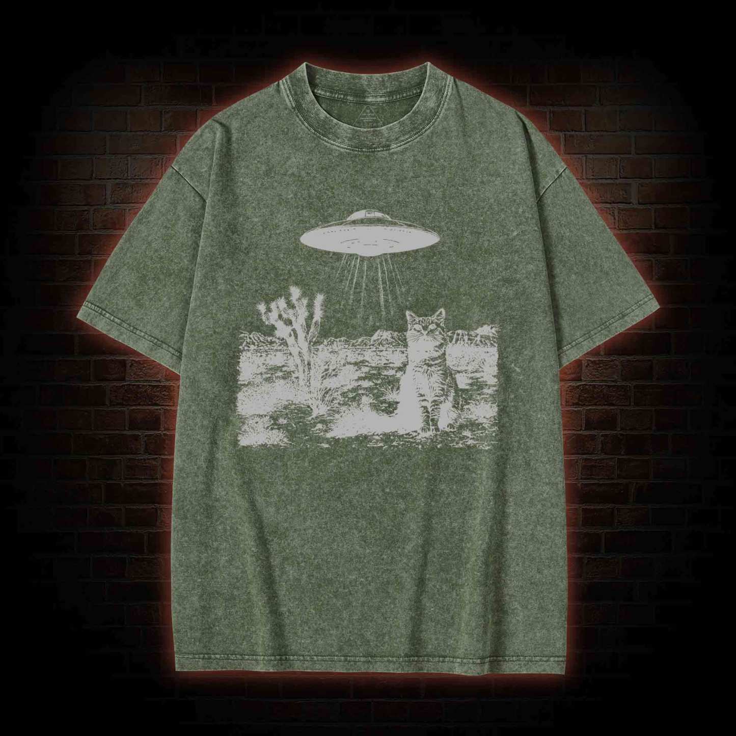 Ufo Cowboy Cat Washed T-shirt