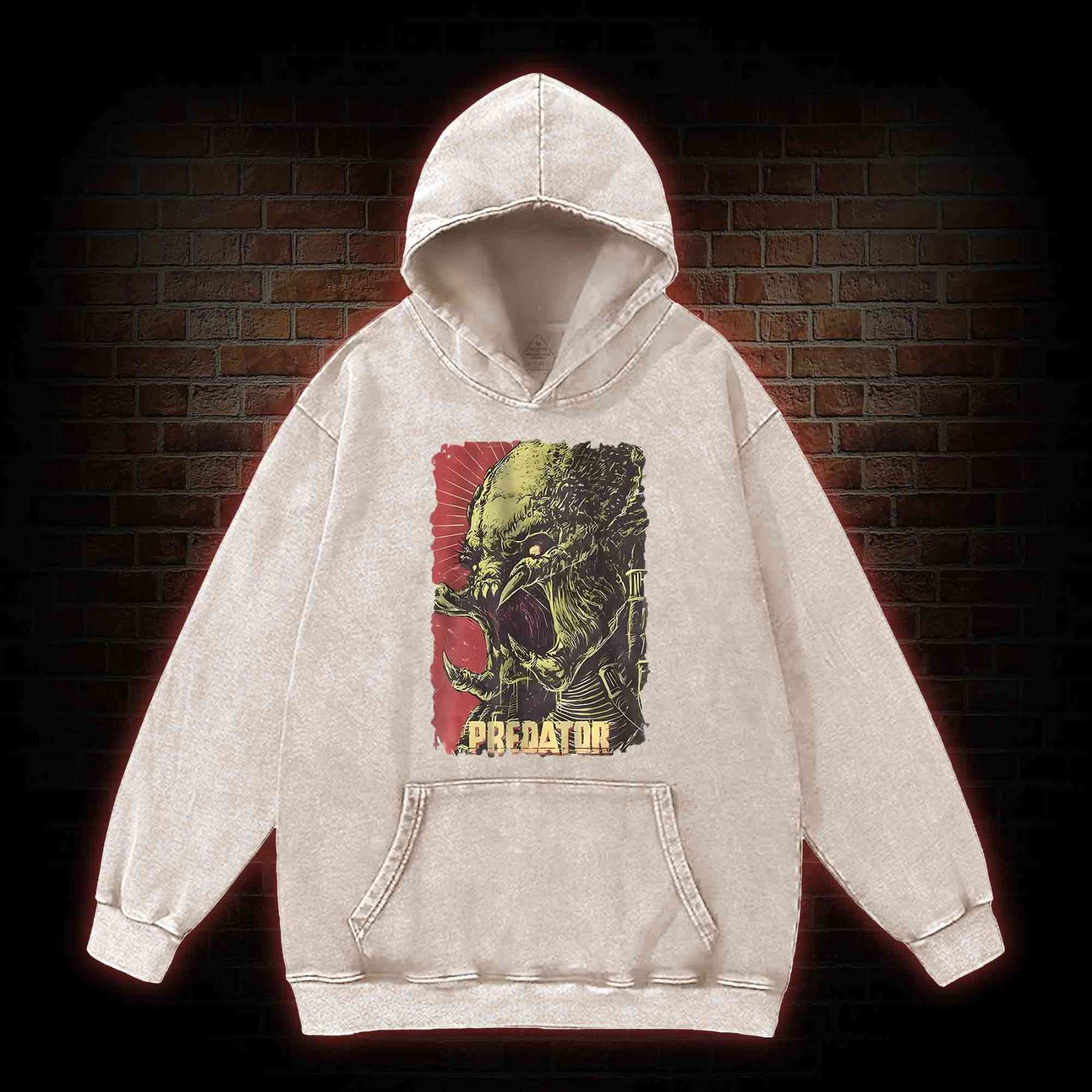 Alien Vs Alien Hunter Vintage Movie Washed Hoodie