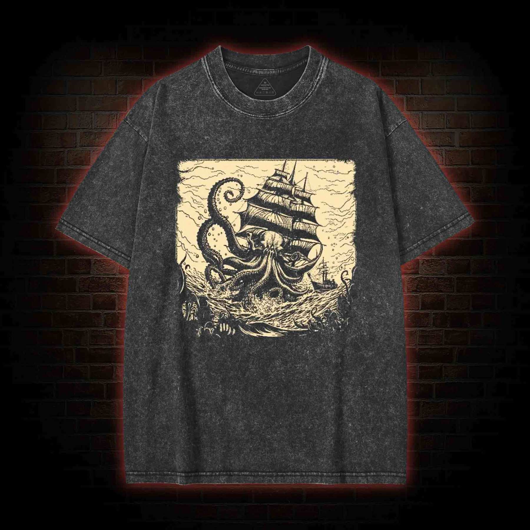 Kraken at Sea Washed T-shirt