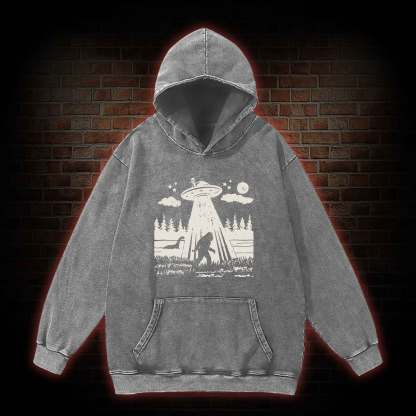 Bigfoot Sasquatch Alien UFO Loch Ness Monster Washed Hoodie
