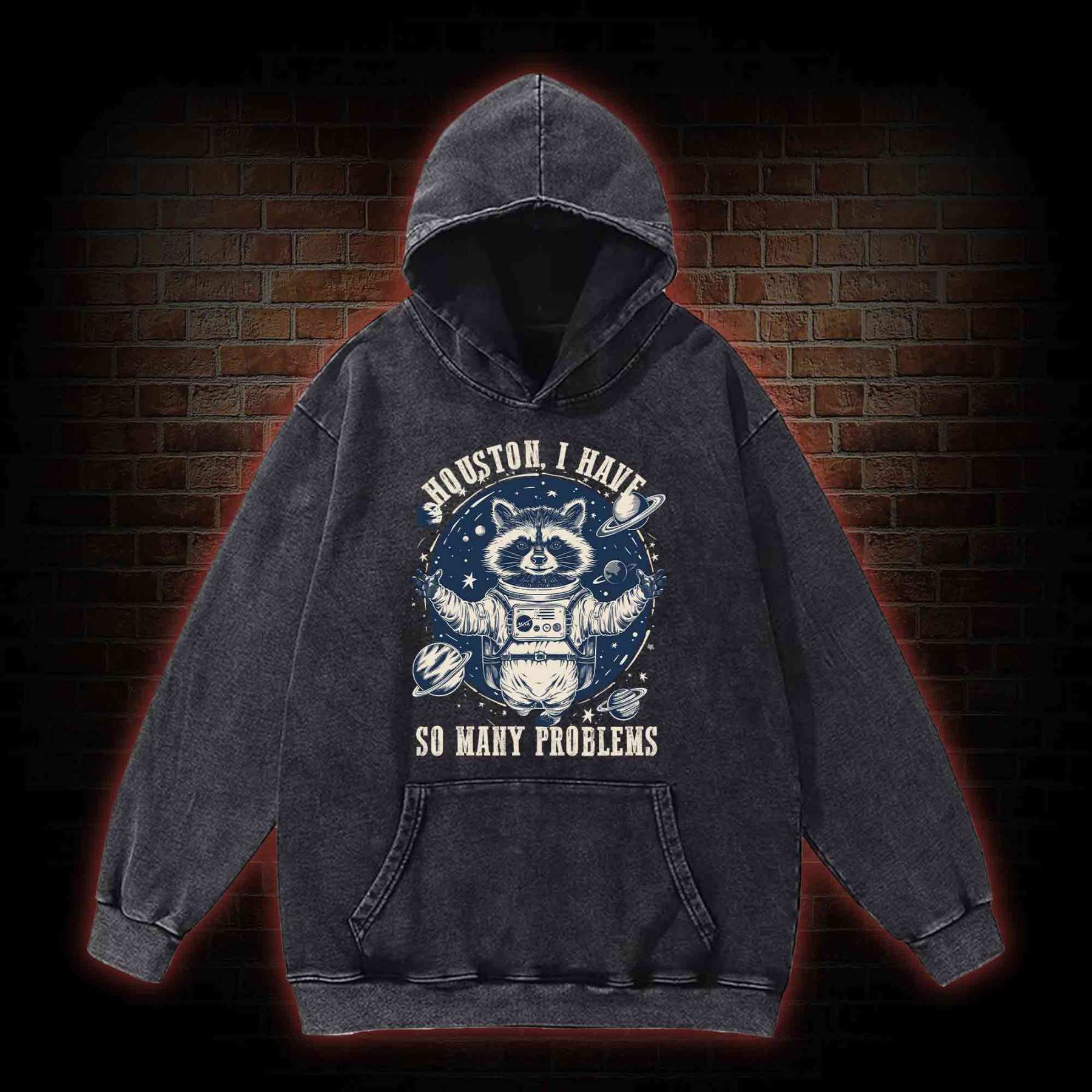 Houston I Have So Many Problems Raccoon Washed Hoodie