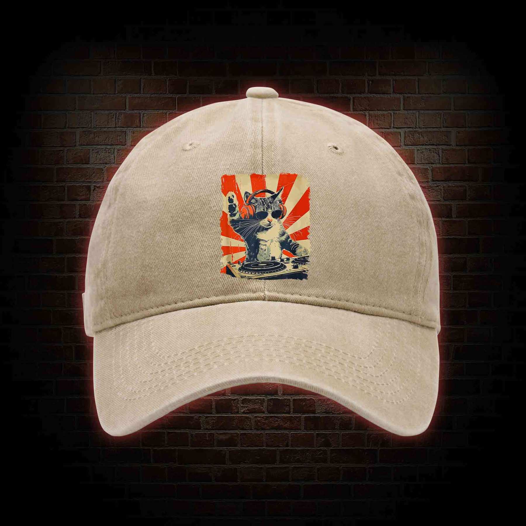 Dj Cat Washed Vintage Baseball Cap