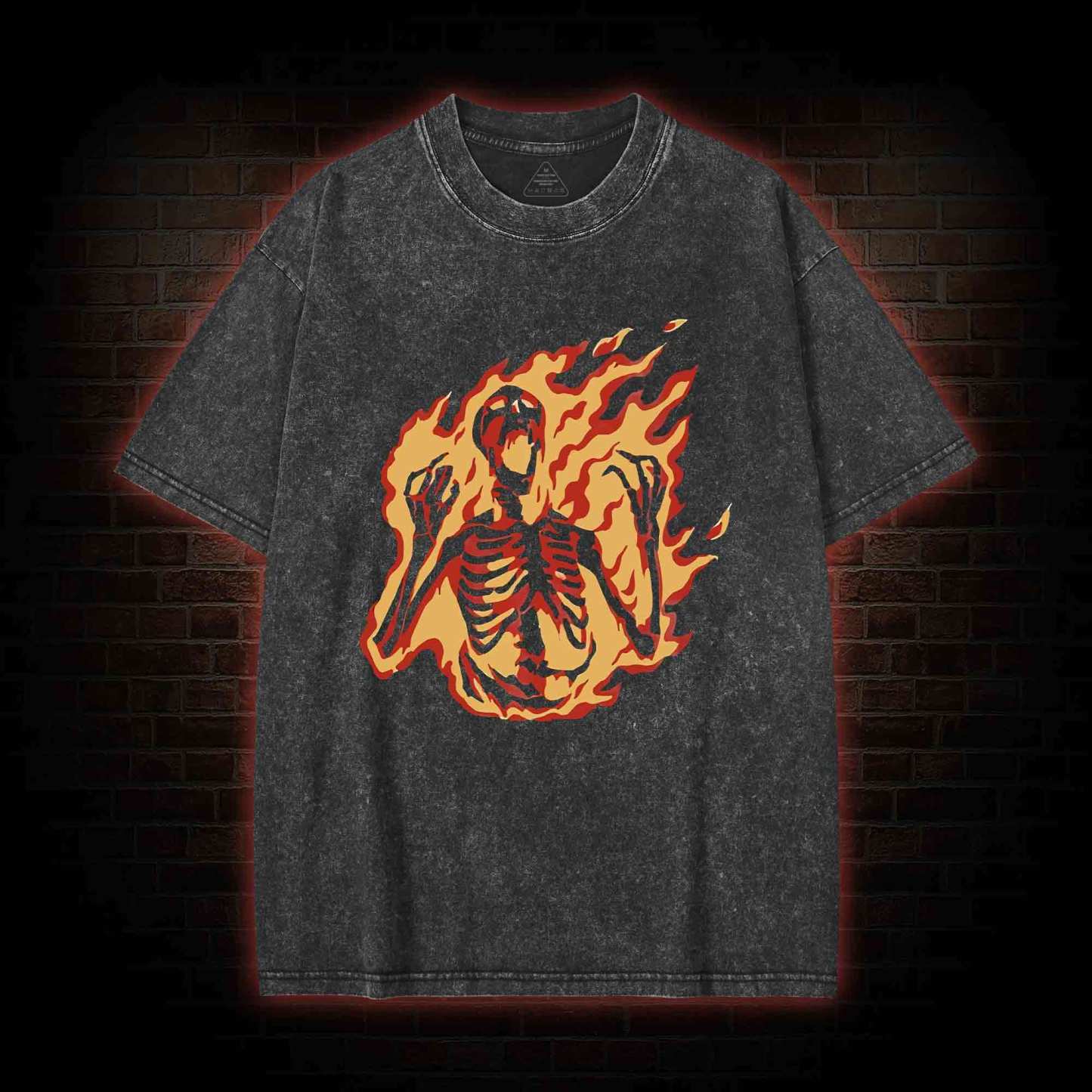 Burning Skeleton Washed T-shirt