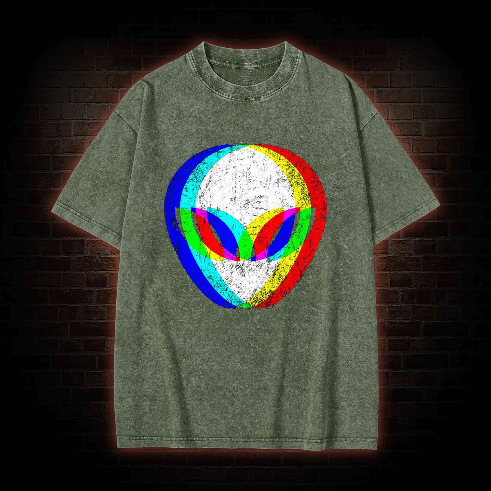 Alien Head Trippy Washed T-shirt
