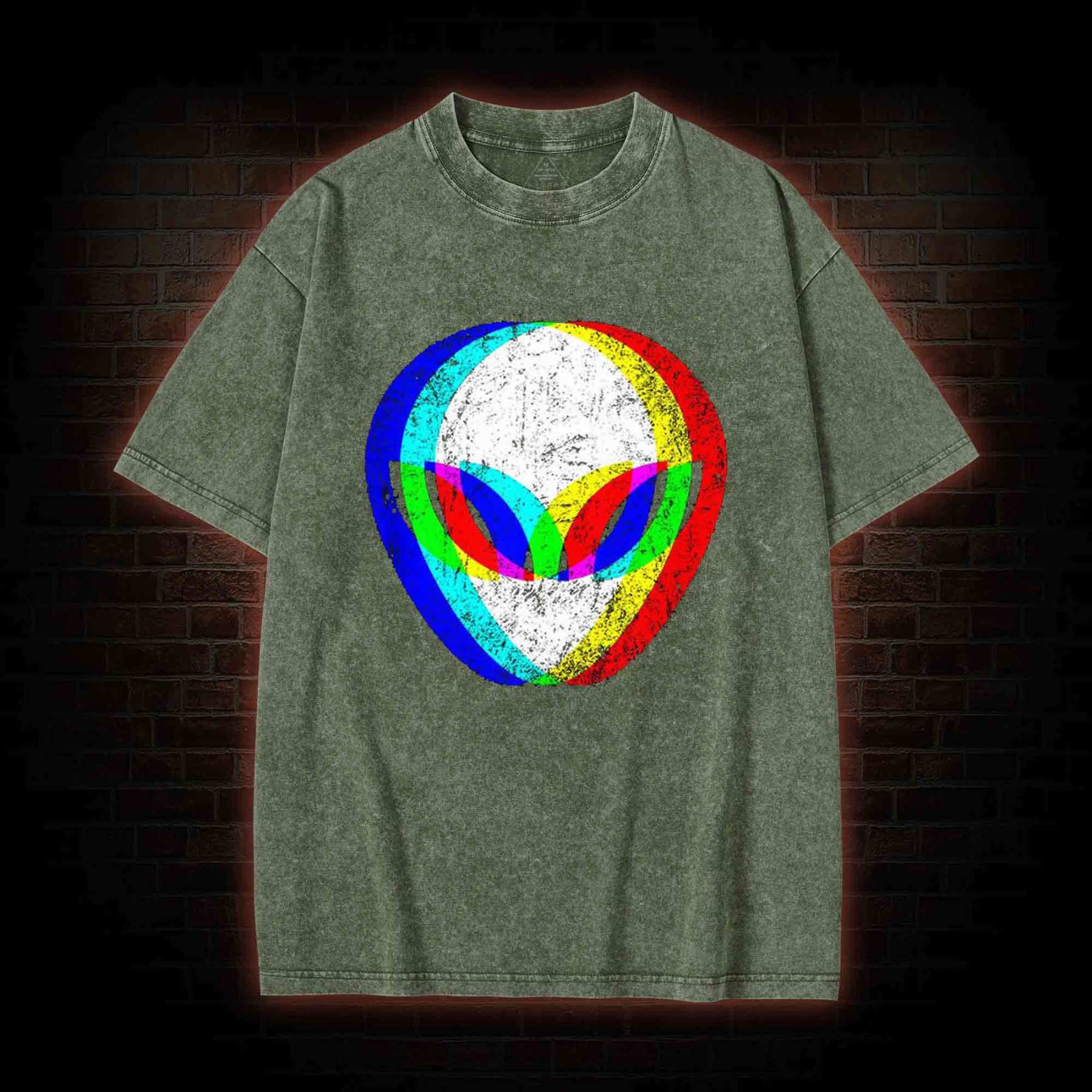 Alien Head Trippy Washed T-shirt