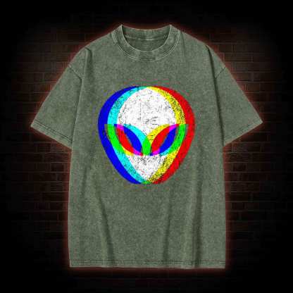 Alien Head Trippy Washed T-shirt