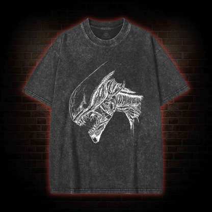 Aliens Head Washed T-shirt