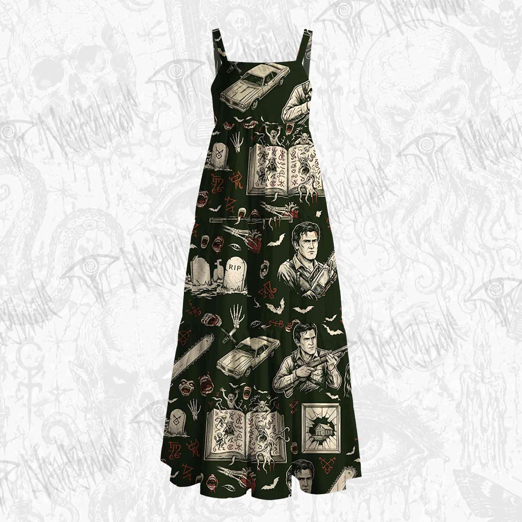 Dark Occult Hunter Book Wide Straps Maxi Dress