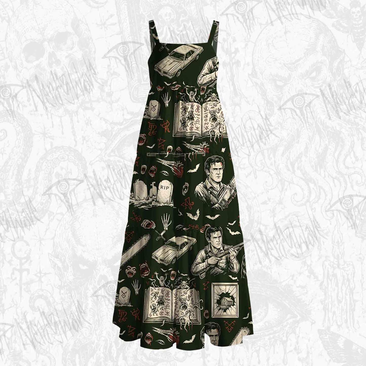Dark Occult Hunter Book Wide Straps Maxi Dress