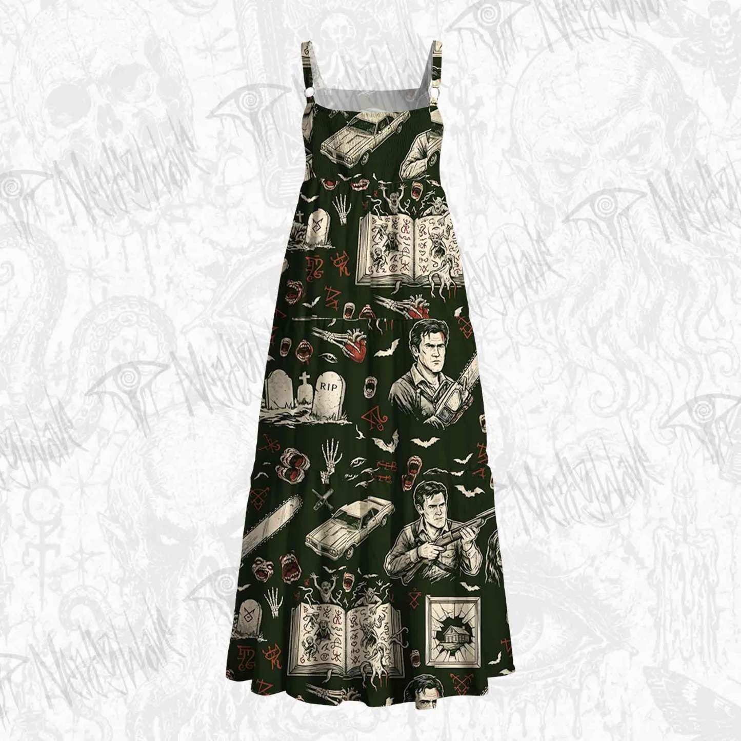 Dark Occult Hunter Book Wide Straps Maxi Dress