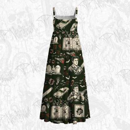 Dark Occult Hunter Book Wide Straps Maxi Dress