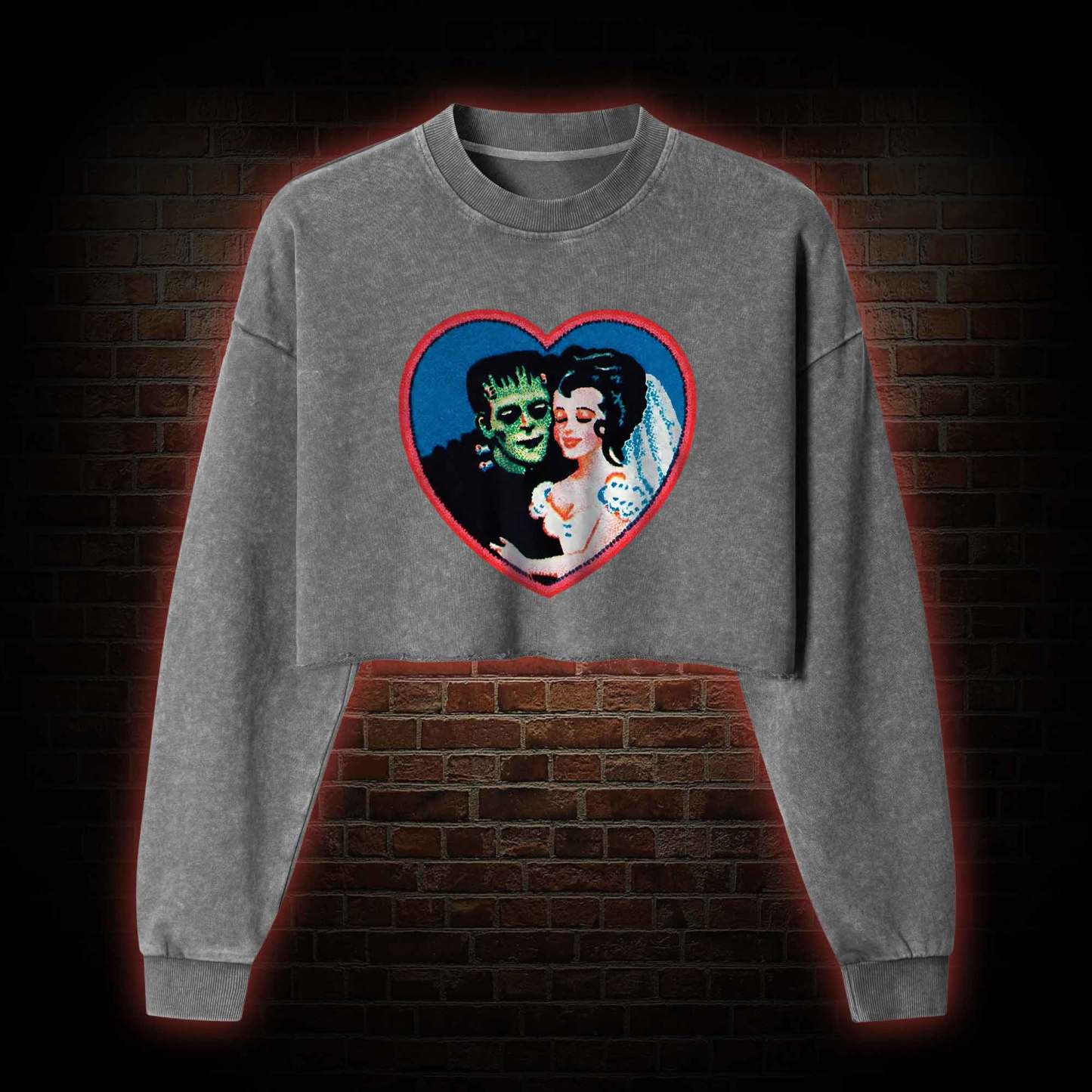 Monster Lover Washed Cropped Sweatshirts