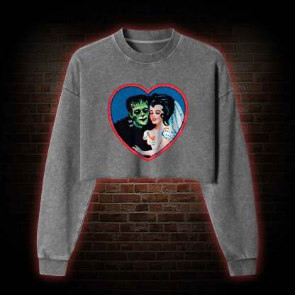 Monster Lover Washed Cropped Sweatshirts