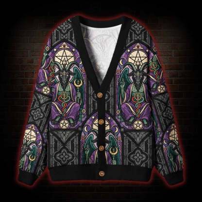 Stained Glass Baphomet Cardigan Sweater