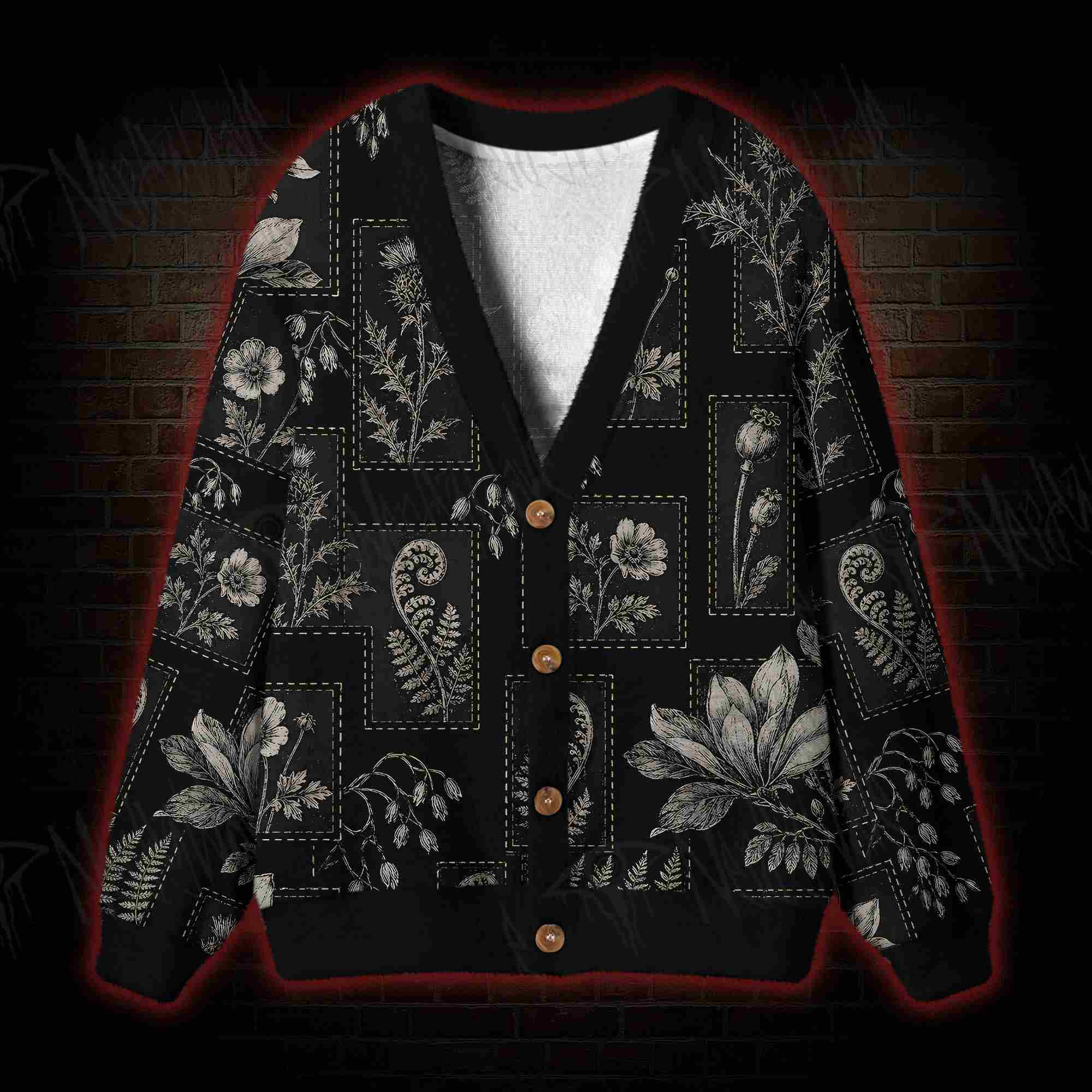 Midnight Herbarium Cardigan Sweater