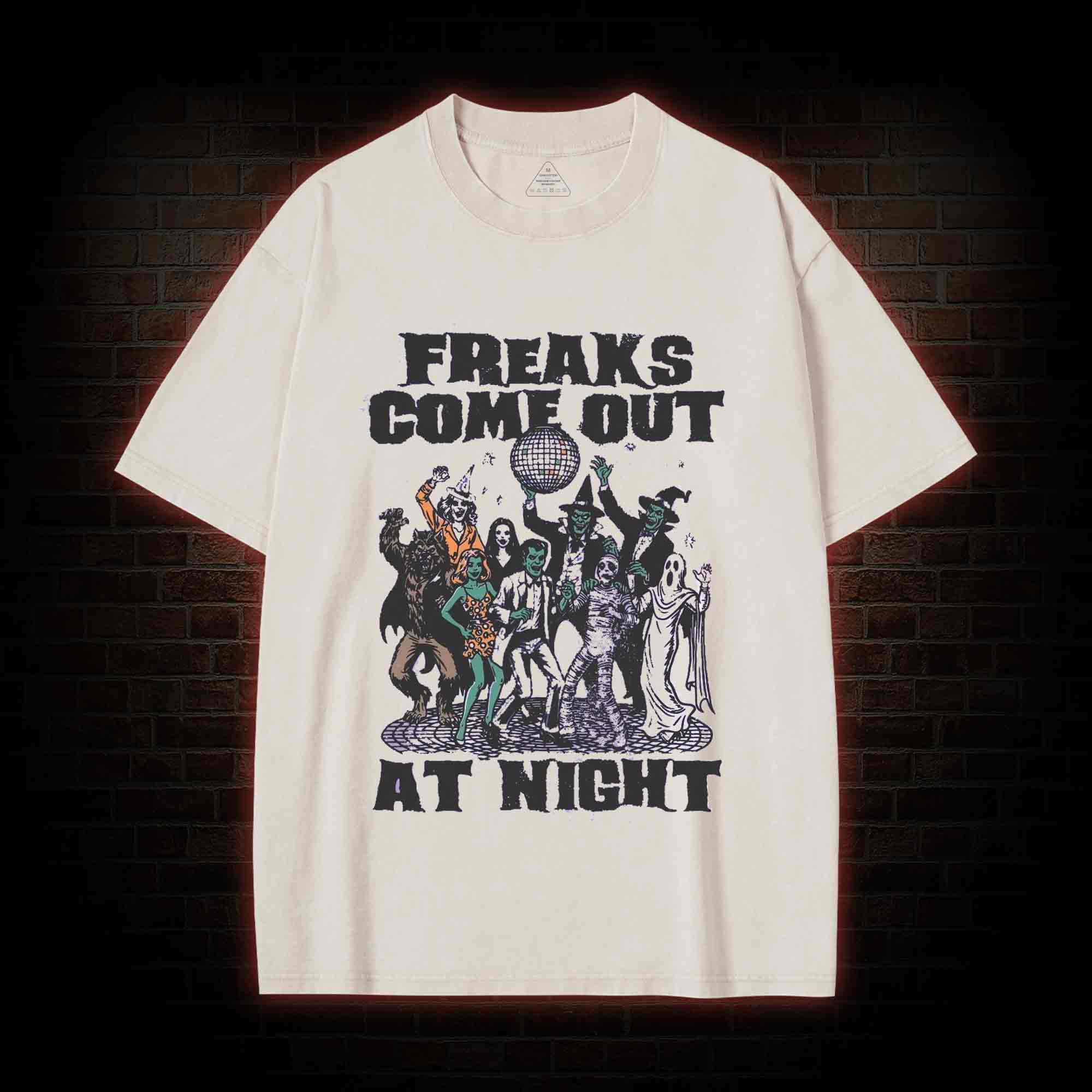 Freaks Come Out Retro Halloween Washed T-shirt