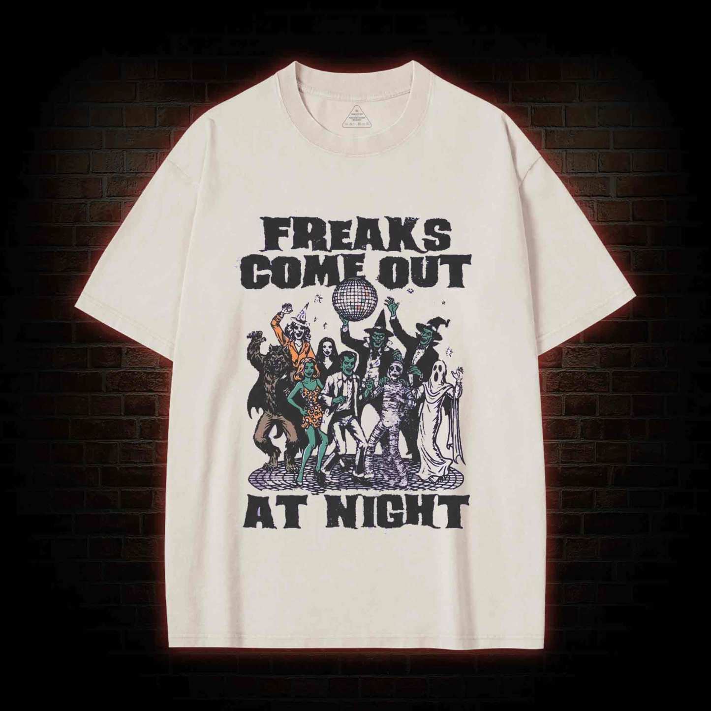 Freaks Come Out Retro Halloween Washed T-shirt