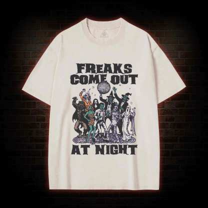Freaks Come Out Retro Halloween Washed T-shirt