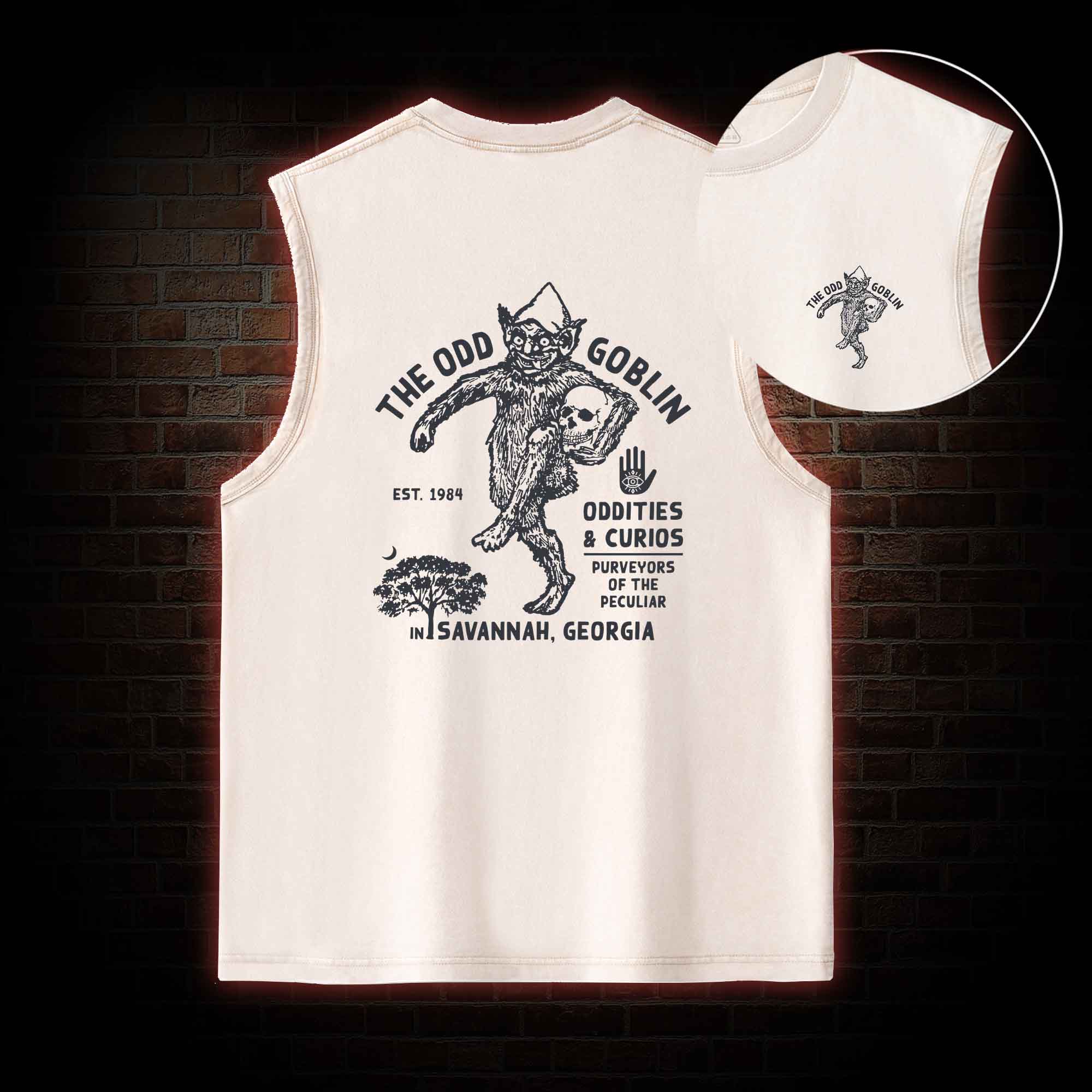 The Odd Goblin Back Print Washed Tank Top