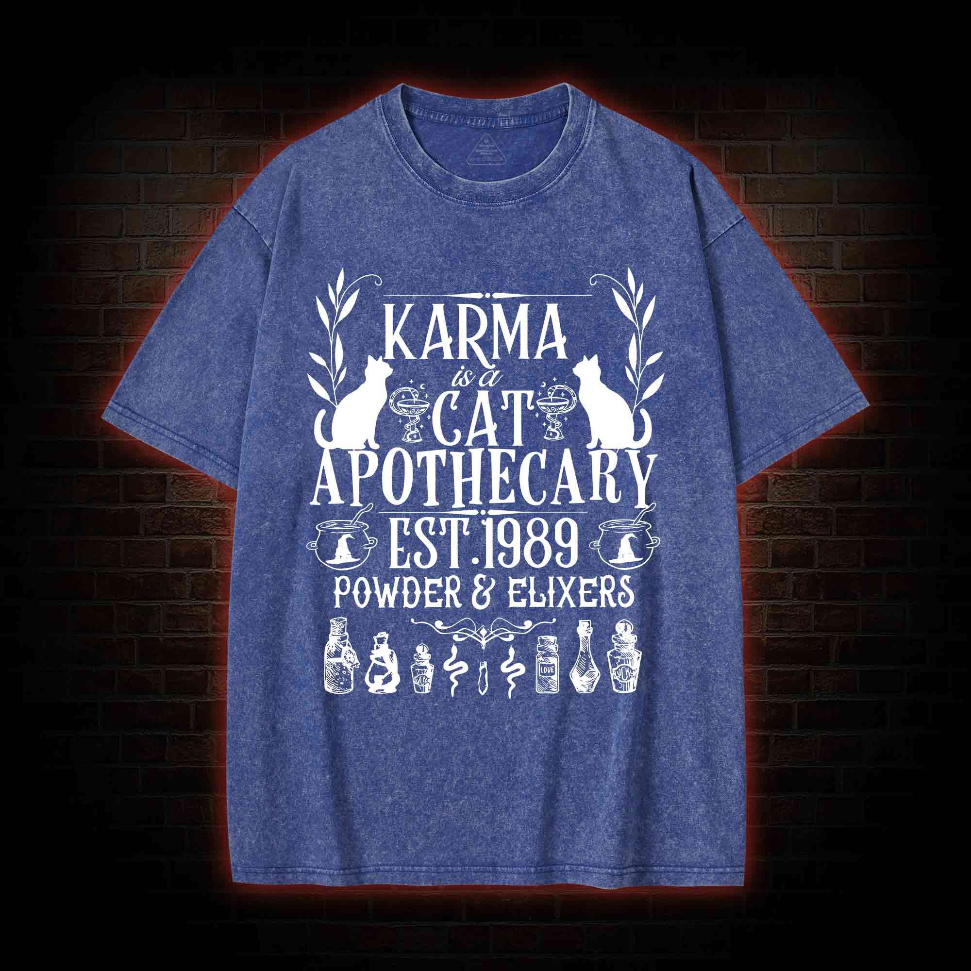 Karma Is A Cat Apothecary Washed T-shirt