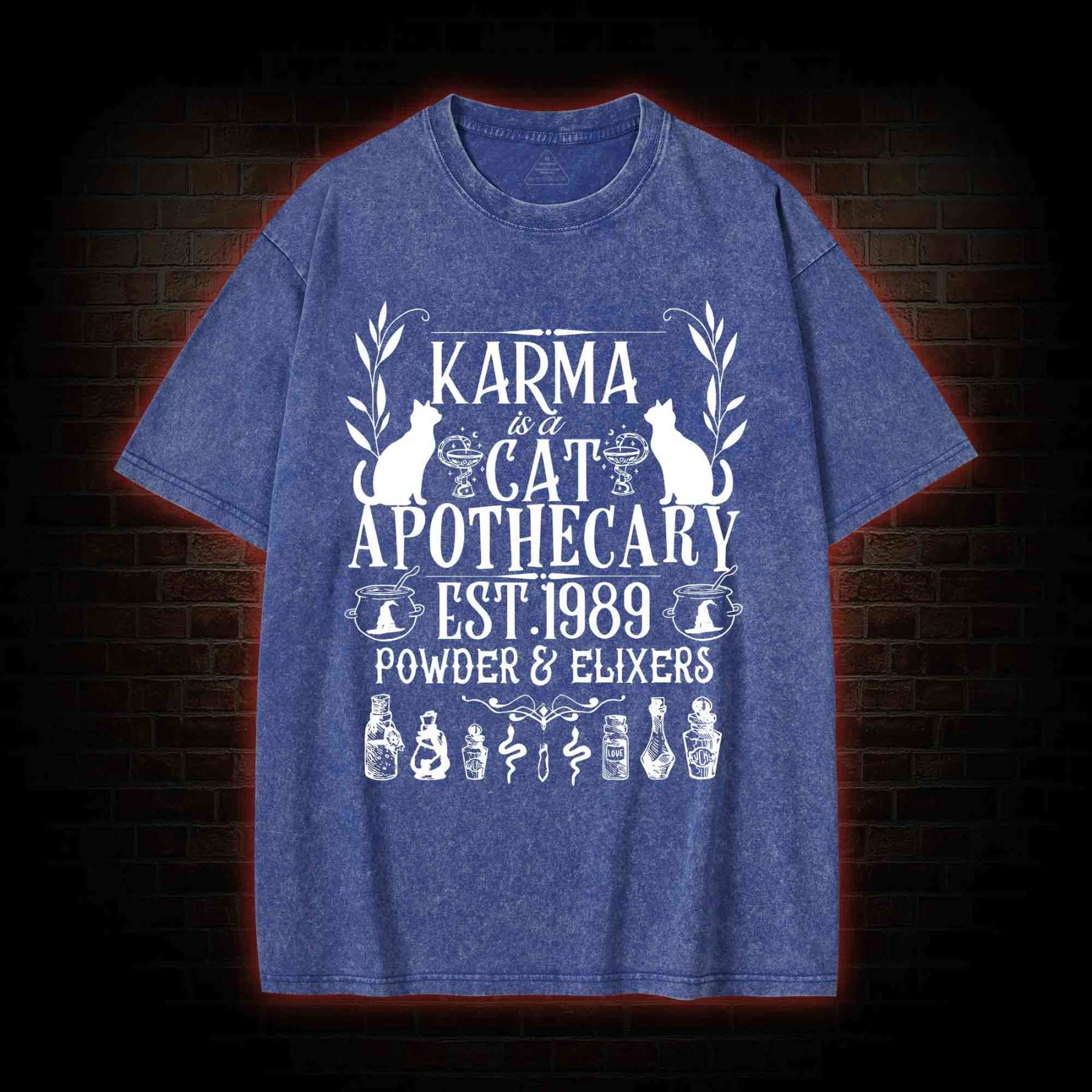 Karma Is A Cat Apothecary Washed T-shirt