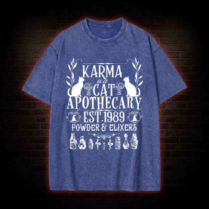 Karma Is A Cat Apothecary Washed T-shirt