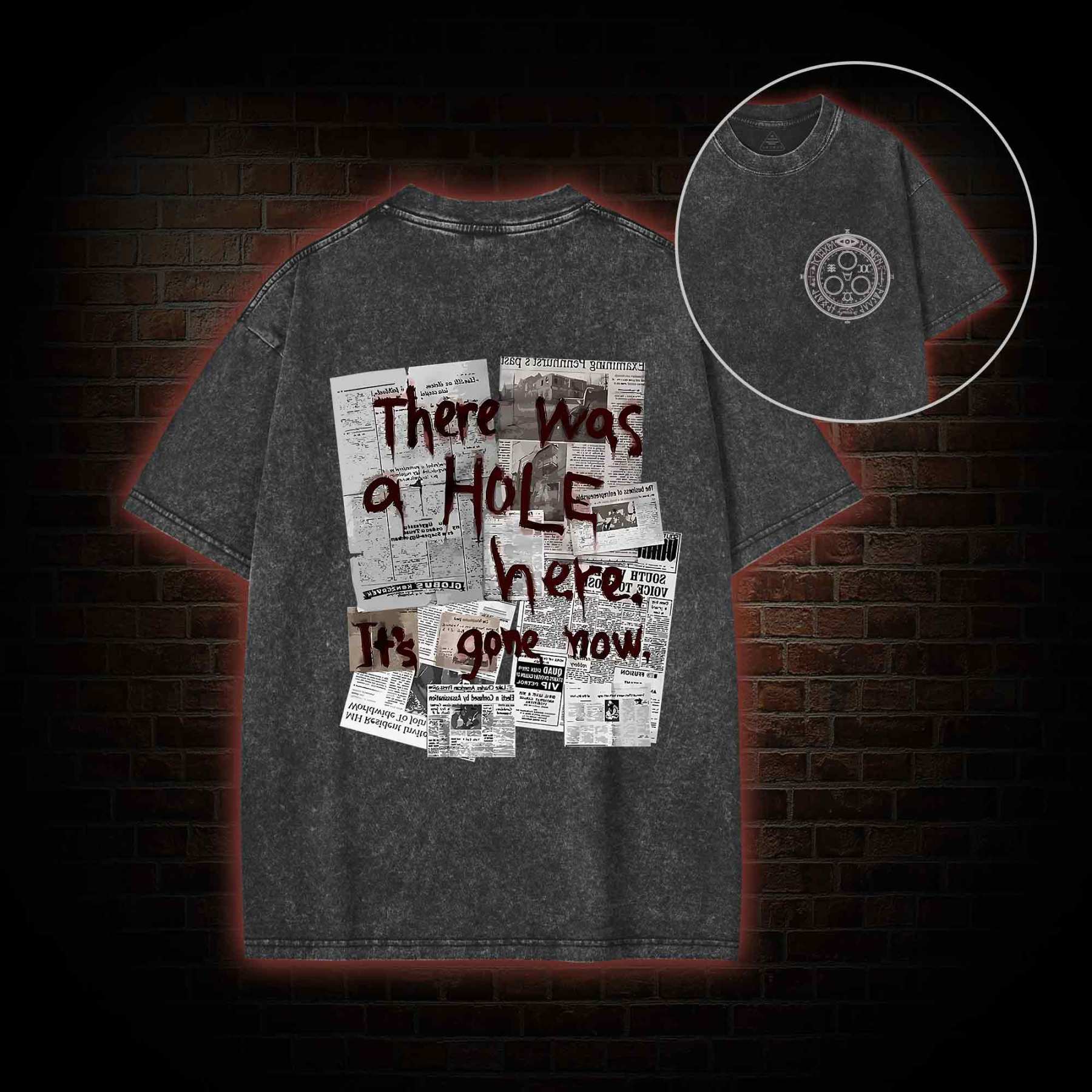 There Was a Hole Back Print Washed T-shirt