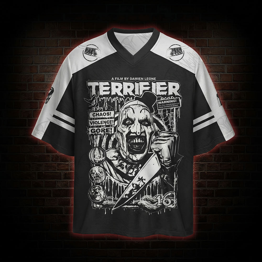 Vintage Warning Chaos Violence Bloodshed Oversized Jersey
