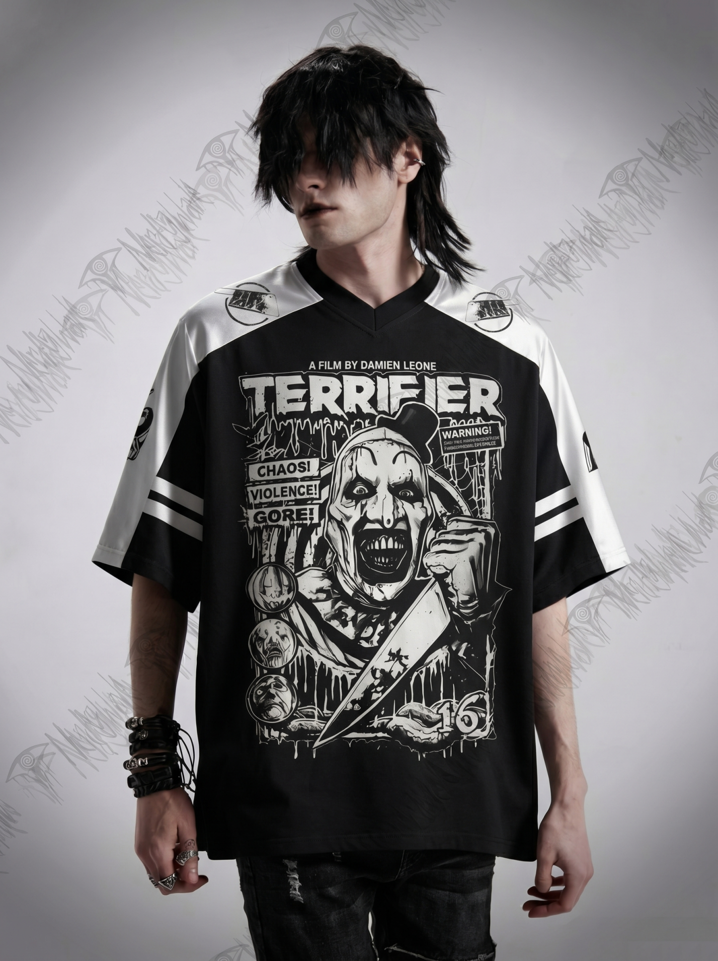 Vintage Warning Chaos Violence Bloodshed Oversized Jersey